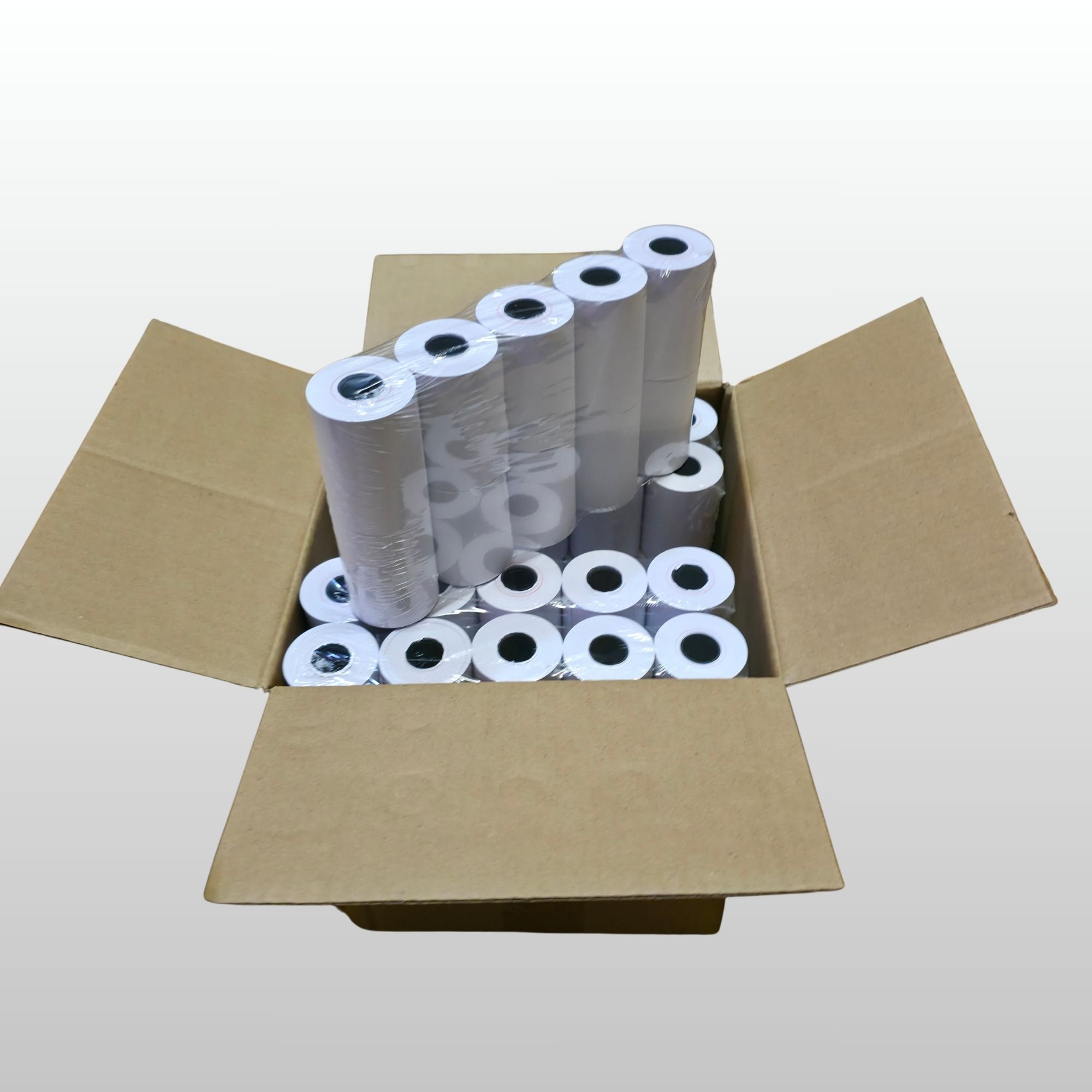 Paper Link thermal POS rolls — multiple sizes stacked